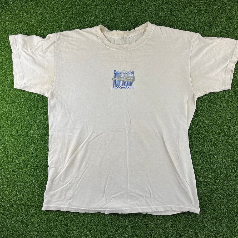 Vintage Y2K 2000s Budlight "Barcode" Distressed Beer Graphic T Sz M